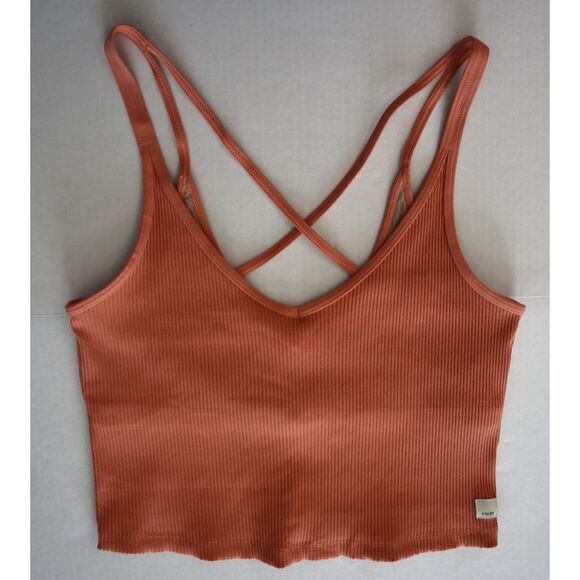 Vuori VW189 Women's Sz L Light Cinnamon/Light Coral Rib Crop Tank Top - Picture 9 of 13